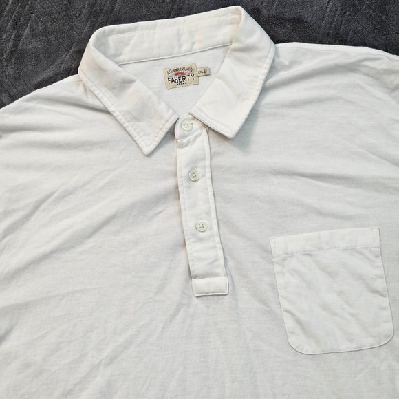 Faherty Brand Other - Faherty Polo Shirt Mens XXL White Short Sleeve Pocket Coastal Preppy Breathable
